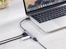 PEARL USB-C-Hub oder USB-Hub mit 4 Ports, 1x USB 3.0, 3x USB 2.0, bis 5 Gbit/s, Aluminium: Praktischer und schicker 4-fach Hub