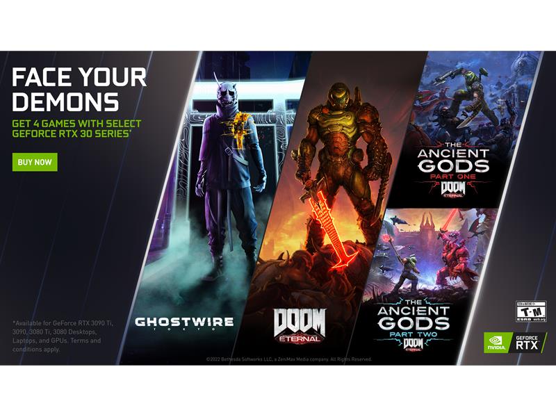 GeForce RTX-Bethesda Softworks Bundle Available Now, Includes Ghostwire:  Tokyo, DOOM Eternal, and the DOOM Eternal Year One Pass, GeForce News